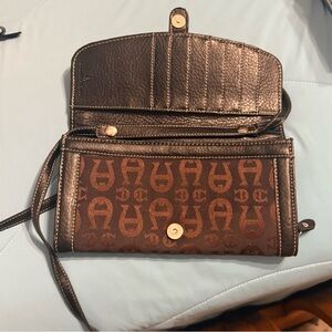 Etienne Aigner Brown Leather Wallet with Embossed Patterns